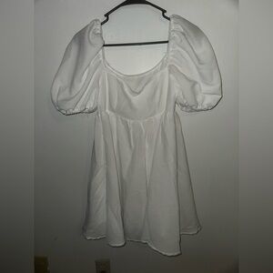 SHEIN White Puff Sleeve Mini Dress